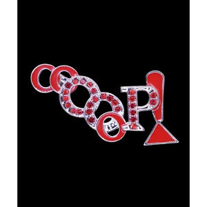 Delta Sigma‎ Theta Brooch Oops Red Rhinestones